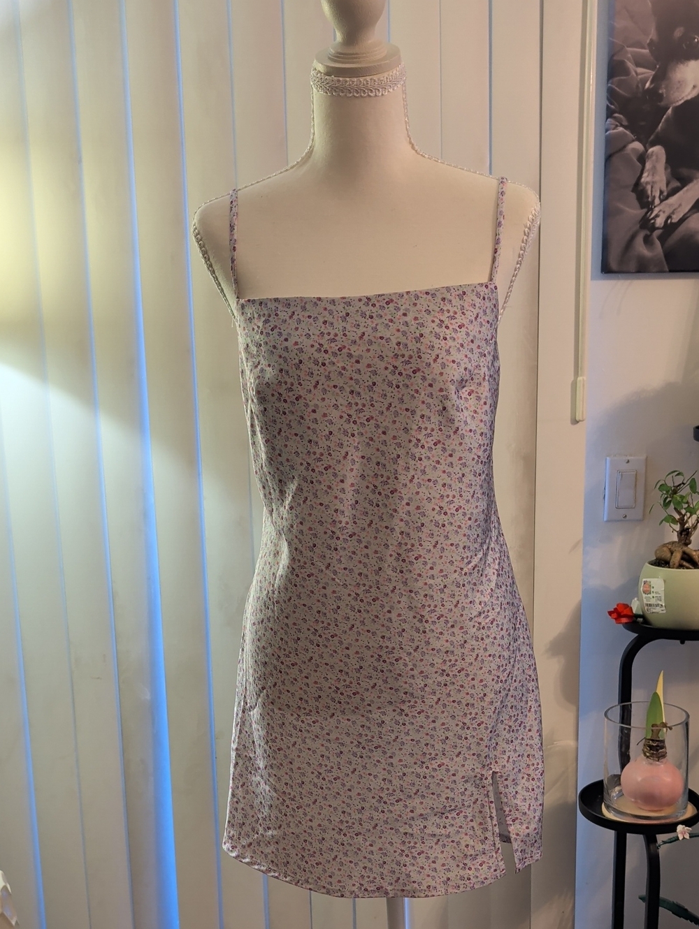 Princess Polly Lavender Floral Slip Dress with Pink Accents